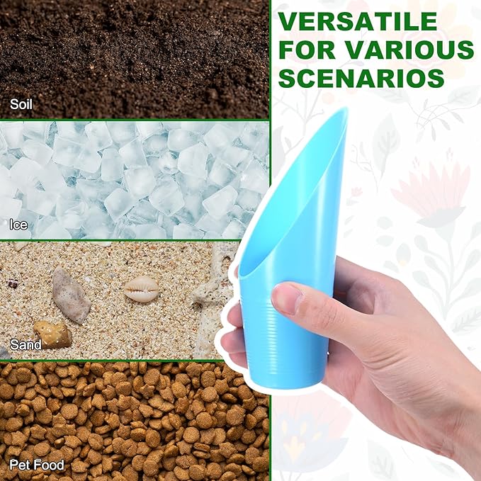 M METERXITY 3-Pack Bonsai Soil Scoops, Plastic Garden Soil Scoops Bucket Shovel Potting Scoopers for Transplanting/Flower Planting/Plant Succulent, Colorful Small Gardening Tools [Blue]
