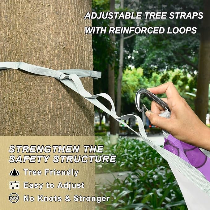 Purple White Striped Grape Fruit 330lb Capacity Hammocks with Hanging Rope Hanging Hammock for Outside Patio Backyard Poolside hamacas para adultos 2 Personas