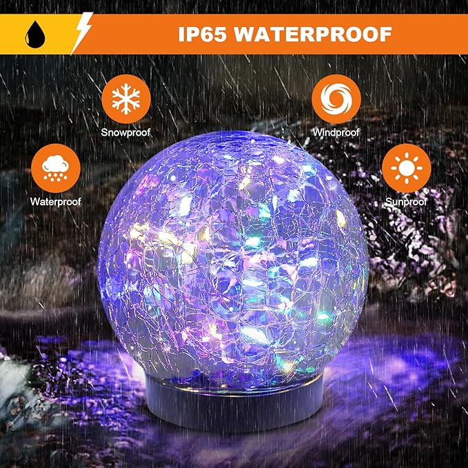 MLKNK Solar Globe Lights Outdoor Waterproof-Solar Balls-Solar Garden Lights-Orbs for Outside 6 Pack Cracked Glass Ball for Lawn Patio Yard Backyard Decorations