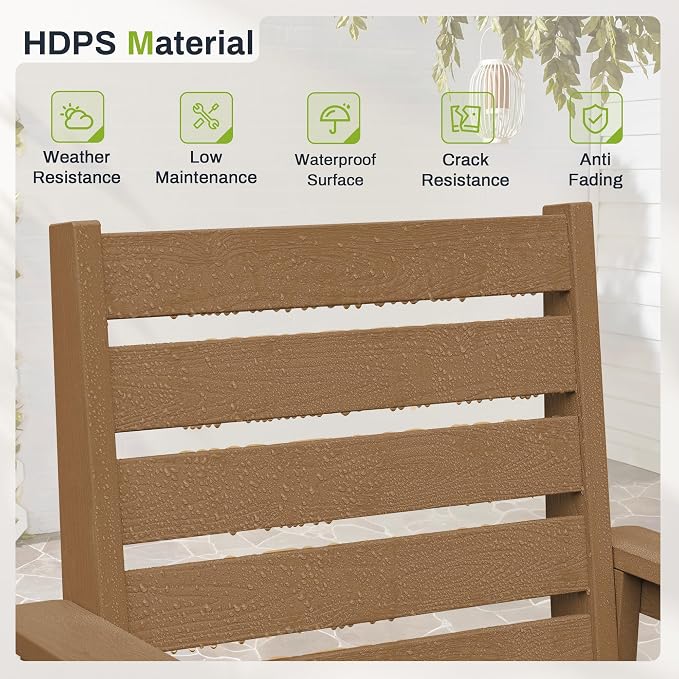 Outdoor Dining Chairs Set of 2, All Weather HDPS Patio Dining Chairs, Heavy Duty Outdoor Chair with Armrest for Backyard Deck Porch, Brown
