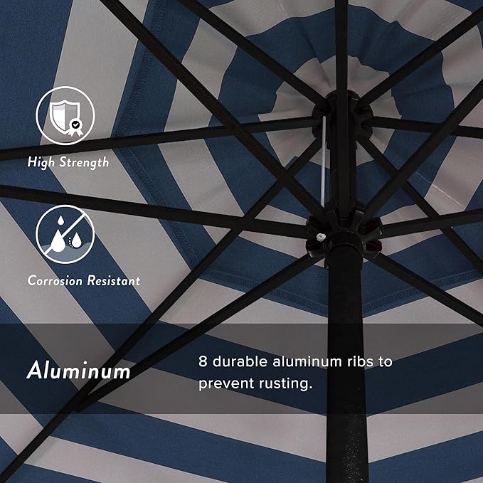 California Umbrella 7.5' Rd Aluminum Patio Umbrella, Crank Lift, Auto Tilt, Black Finish