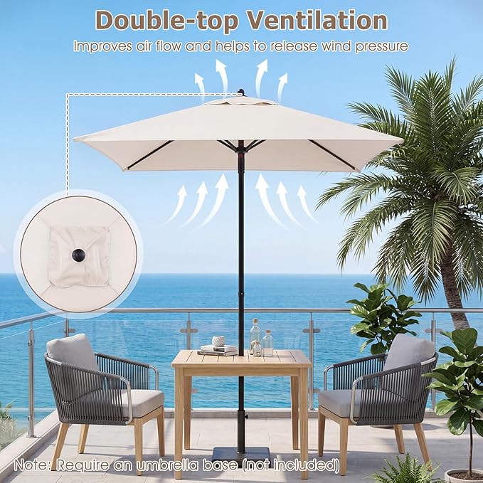 Tangkula 5 FT Patio Umbrella, Outdoor Table Market Umbrella with Quick-Release Button, 4 Sturdy Ribs, Fade Resistant & Waterproof Canopy, Sun-protective, for Garden, Poolside, Backyard
