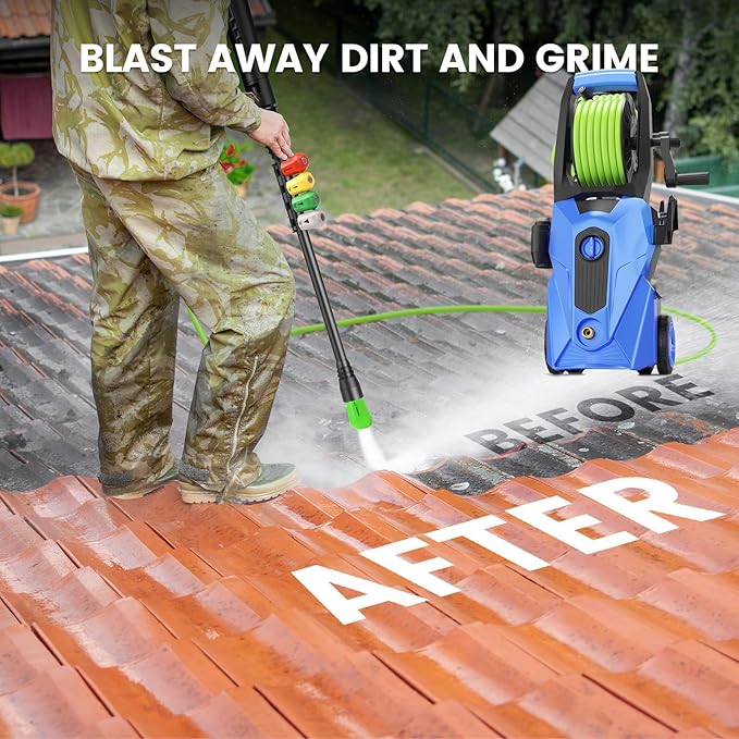 Pressure Washer 5000PSI with 33FT Hose, 4 Nozzle, Power Washer for Home Cars Driveways, Blue