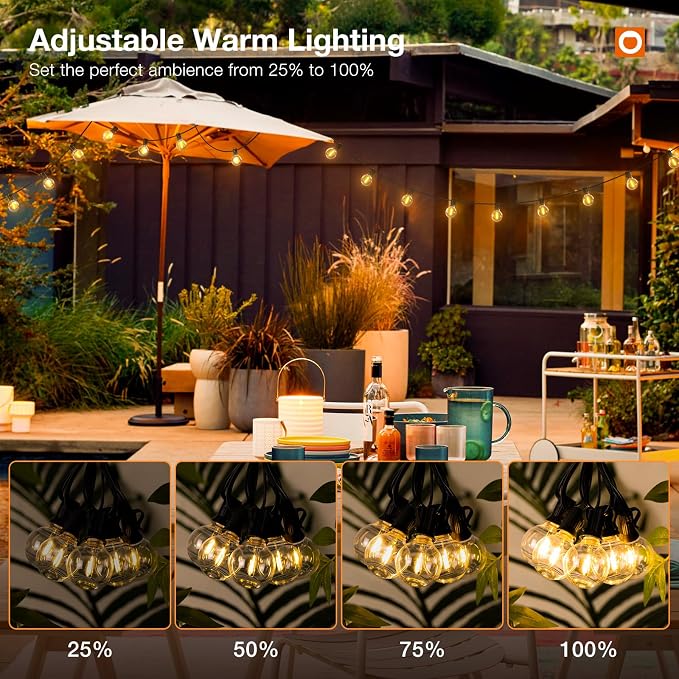addlon 100FT Outdoor String Lights G40 LED Remote Dimmable Waterproof | Shatterproof Globe Bulbs Dimmable, Hanging Patio Lighting for Outside Backyard Garden Deck Balcony Porch Cafe Bistro Pergola