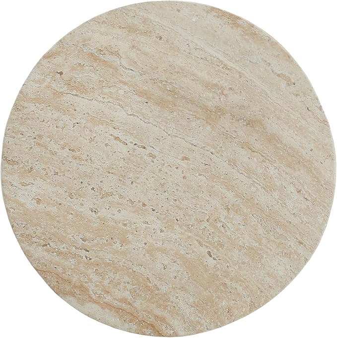 Outdoor Side Table Faux Marble End Table Faux Stone Side Tables Travertine Small Coffee Tables for Indoor Outdoor, Garden Stool for Porch, Backyard Patio, MgO,Weather Resistant,Round, Beige