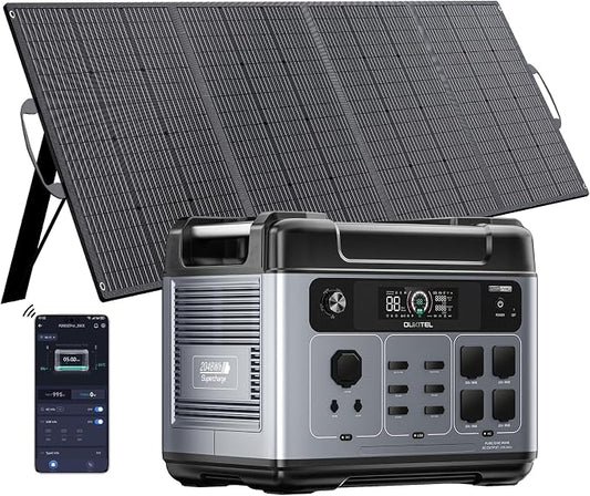 Portable Power Station, 2048Wh LiFePO4 Solar Generator with Panels Included, 3200W (Surge 6000W) AC Output Power Supply, 1800W Fast Charging, 10ms UPS, 16 Outlets for Home Backup RV Camping Emergency