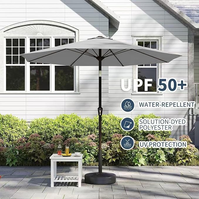 PatioKingdom 11FT Patio Umbrella,Outdoor Umbrella with Push Button Tilt and Crank,Market Table Umbrella with 8 Sturdy Fiberglass Ribs UV Protection
