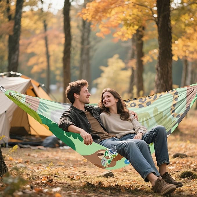 Green Safari Animal Tree 330lb Capacity Camping Hammocks with Portabl Carry Bag Rope Hammock for Patio Backyard Lounge Base Bases para hamacas para adultos
