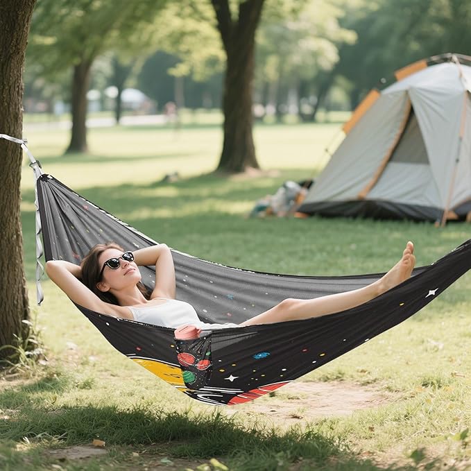Hammocks for Outside Solar System Camping Hammock Portable Hammocks with Tree Straps and Carry Bag Camping Accessories for Hiking Beach Outdoor