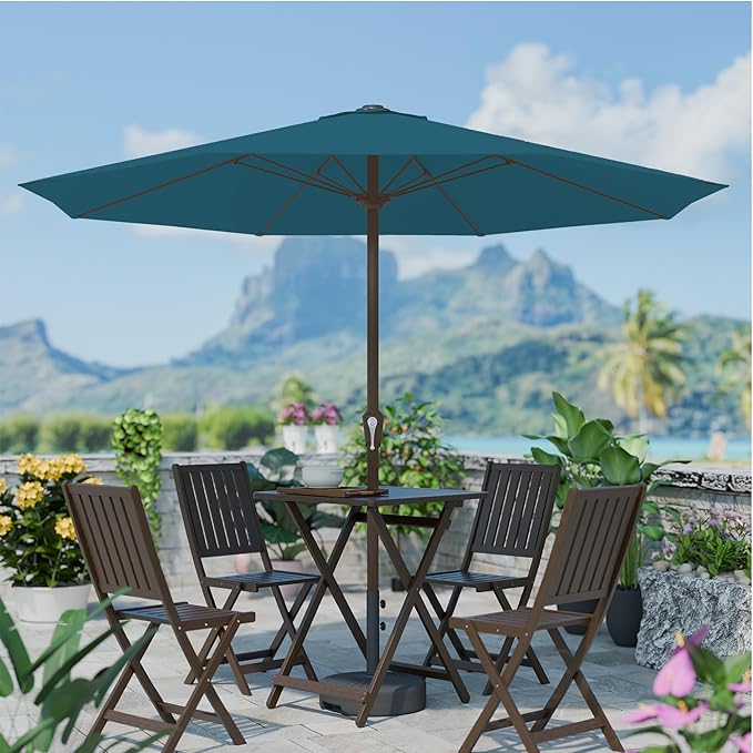 PatioKingdom 11FT Patio Umbrella,Outdoor Umbrella with Push Button Tilt and Crank,Market Table Umbrella with 8 Sturdy Fiberglass Ribs UV Protection