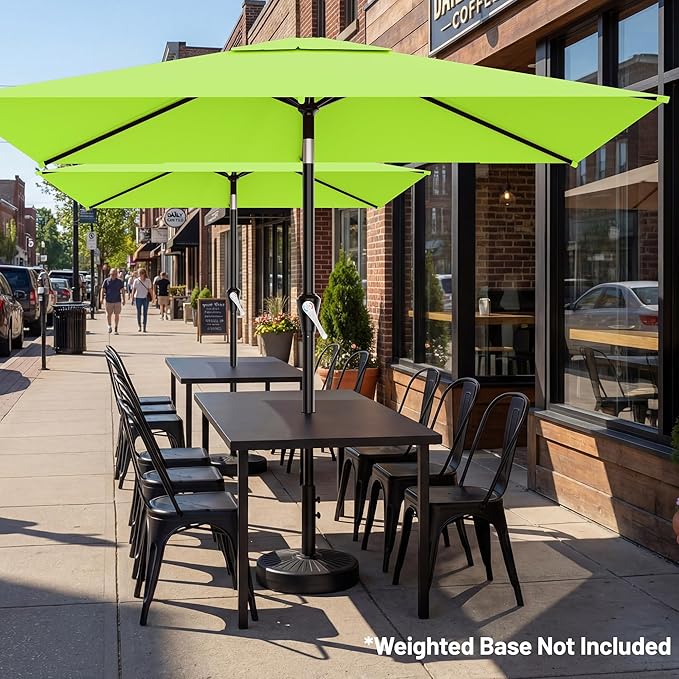 AreShark 6.5' x 10' Rectangular Patio Umbrellas for Outdoor, Outdoor Table Umbrella, Large Outdoor Patio Umbrellas with 6 Sturdy Ribs for Pool, Garden, Deck & Market (Apple Green)