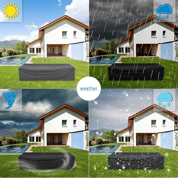 Outdoor Patio Furniture 7-Piece Patio Grey Wicker Modular Sectional Sofa Seating, Patio Conversation Set with Glass Coffee Table & Black Covers (Grey Cushion)