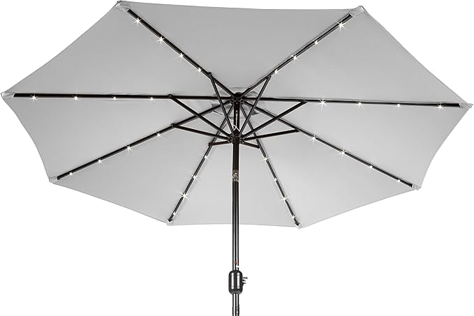 Trademark Innovations Deluxe Solar Powered LED Lighted Patio Umbrella - 9'