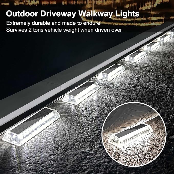 Lacasa Solar Deck Lights, Solar Light Outdoor Waterproof IP68, 8 Pack Solar Powered Pathway Yard Driveway Step Landscape Lights, LED Lighting 50LM for Garden Path Walkway Stair Patio, Cool White 6000K