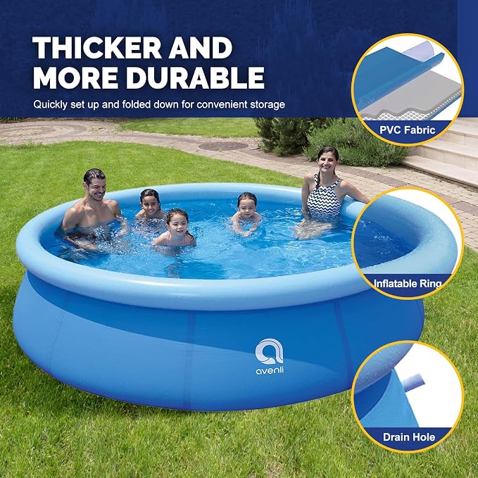 DIMAR GARDEN 14ft x 33in Inflatable Swimming Pool, Outdoor Round Top Ring Above Ground Pools
