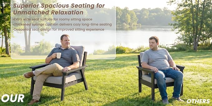 Ayge HDPE Patio Furniture Set, 3 Piece Sectional Outdoor Furniture Set, All Weather Outdoor Couch Set Patio Conversation Set for Deck, Lawn, Black