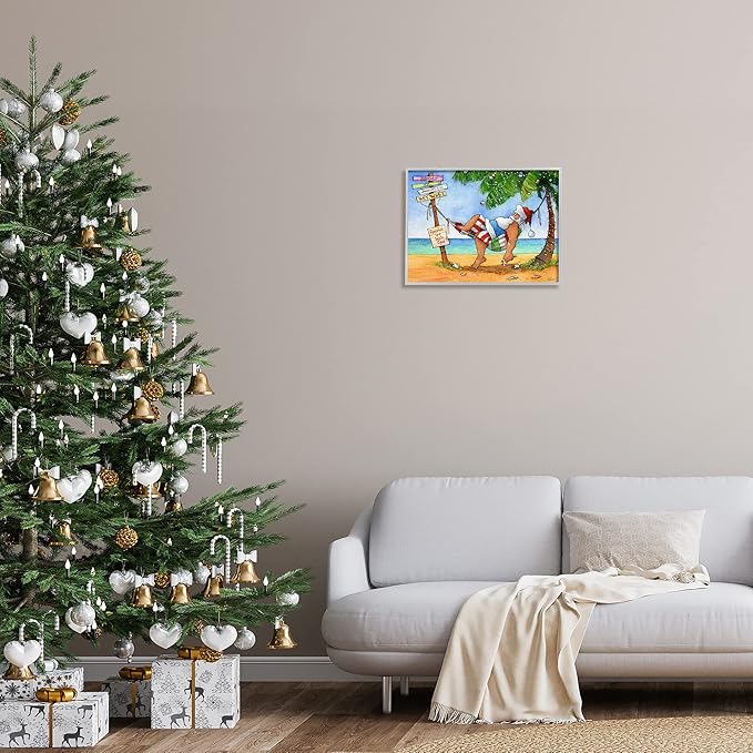 Stupell Industries Tropical Santa Claus Resting Hammock Festive Palm Tree, Design by Steve Vanderbosch