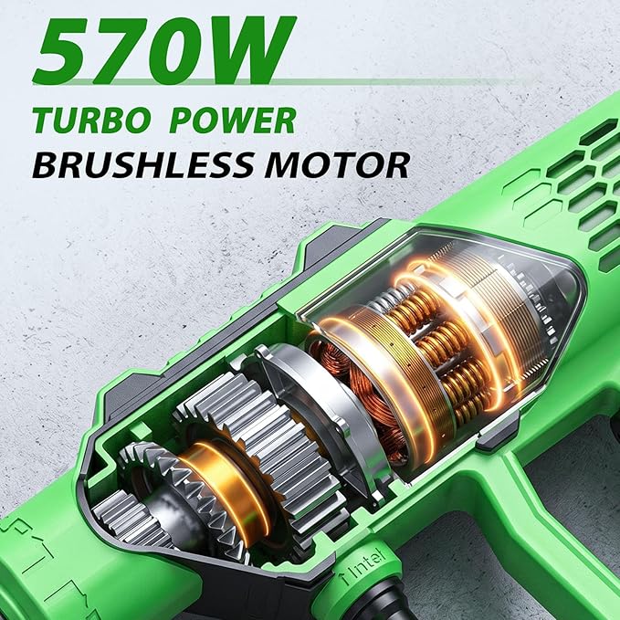 Cordless Portable Cleaning Tool with 2×4000mAh Batteries & Power Display, 6-in-1 Nozzle & 16.4FT Hose – Lightweight Handheld Power Cleaner for Car, Driveway, Garden, Patio, Fence