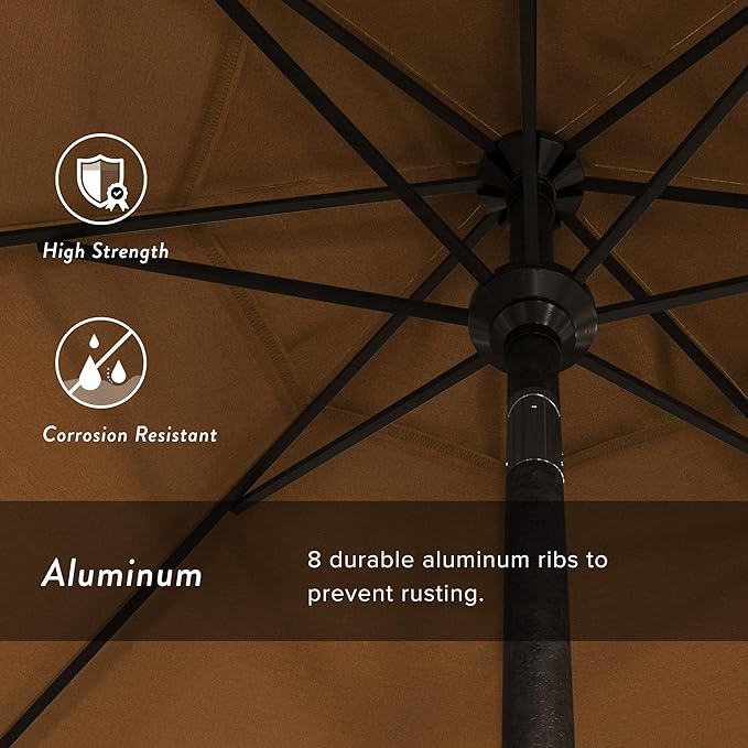 California Umbrella 7.5' Rd. Aluminum Patio Umbrella, Crank Lift, Collar Tilt, Bronze Pole