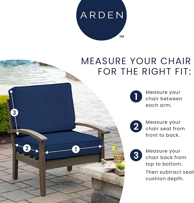 Arden Outdoor Deep Seat Cushion Set, 24x24, Blue Cabana Stripe