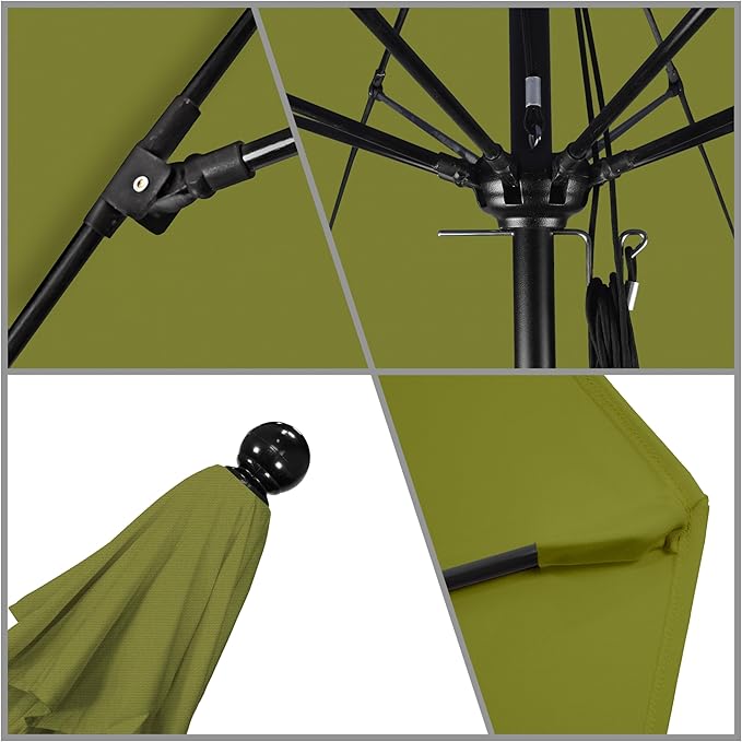 California Umbrella 11Ft Commercial Grade Market Umbrella, Pulley Lift, Aluminum/Fiberglass, 2mm pole wall, Black Frame, Solution Dyed Kiwi Fabric