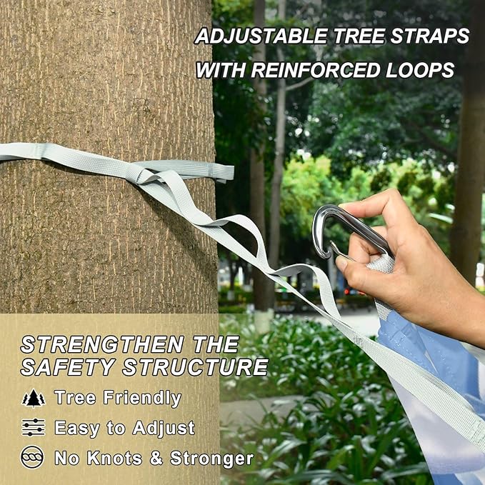 Blue and White Simple Bow 330lb Capacity Outdoor Hammocks Tree Hammock for Outside Camping Essentials hamaca con Base para adultos