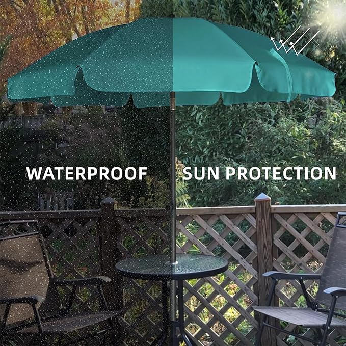 AMMSUN Patio Umbrella, 6.5 ft Outdoor Table Umbrella with Tilt Steel Pole, UPF50+ Protection, Great for Outdoor Garden Backyard, Turquoise Green