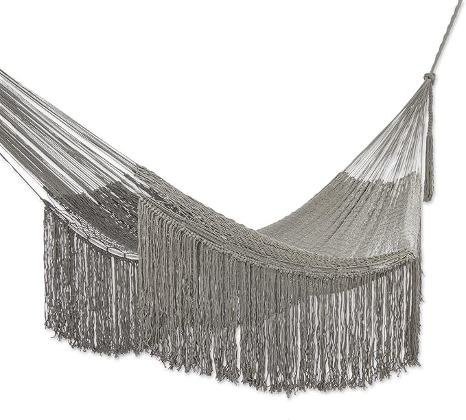 Novica Handmade Cascade in Grey Cotton Rope Hammock (Double)
