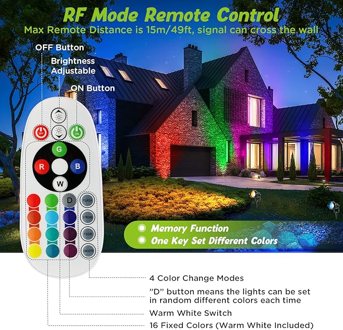 RGBW Warm White Low Voltage Landscape Lighting 10W Color Change LED Well Landscape Lights IP67 Waterproof Outdoor Landscape Lighting 12V-24V Pathway Garden Deck In-Ground Lights (6)