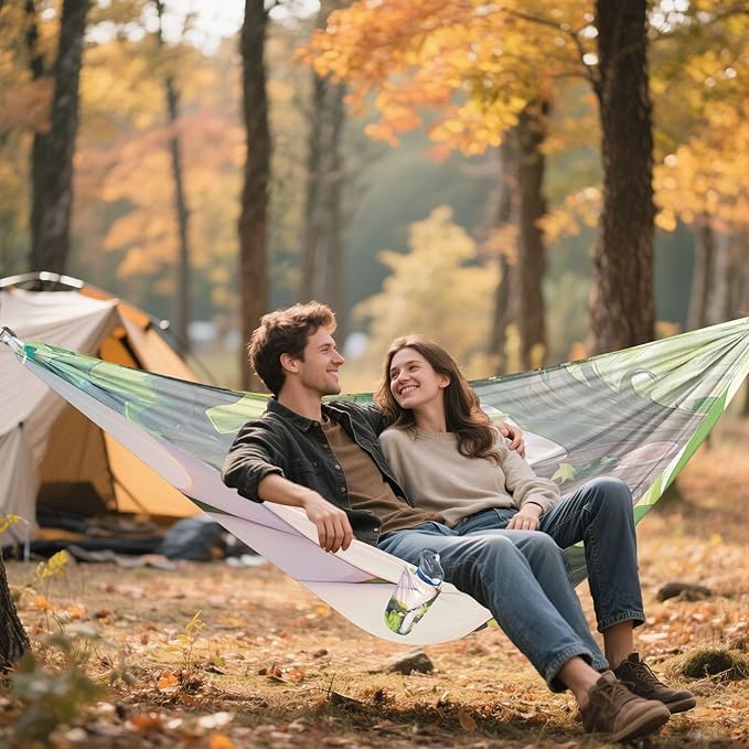 Anime Girl Green Art Print Outdoor Hammock with Tree Straps Cloth Hammock for Indoor Outdoor Patio