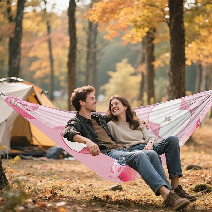 Cute Cartoon Pink Fruit 330lb Capacity Outdoor Hammocks with Portabl Carry Bag Cloth Hammock for Outside Beach Patio Garden jamaca para Patio