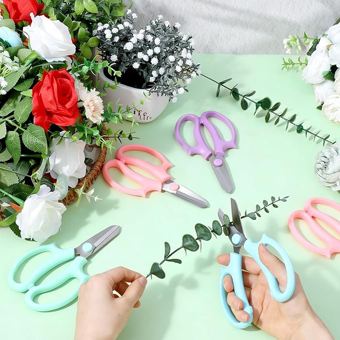 24 Pcs Floral Scissors, 6.5" Stainless Steel Floral Scissor for Cutting Fresh Flowers Scissors Shears for Gardening Flowers Arrangement, Trimming Plants (4 Colors)