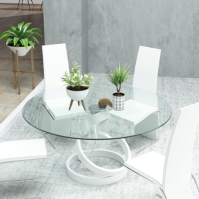 Meihua Glass Table Top, 30 Inch Round 1/4" Thick Round Polished Edge, Tempered Glass Table Outdoor for 360 Degree Rotatable.