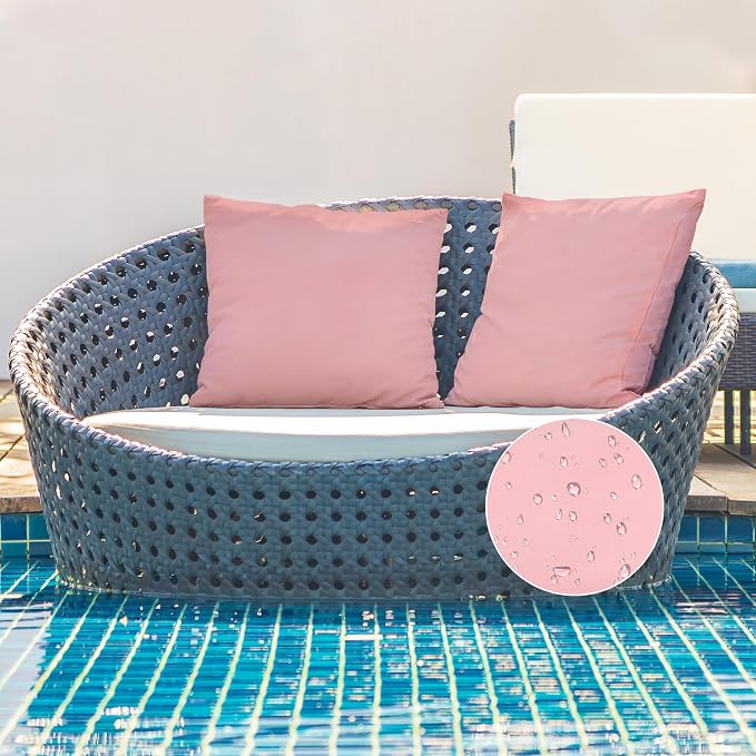 A1 HOME COLLECTIONS A1HC Luxurious Outdoor Waterproof Pillow Covers 18x18 Inches (Pack of 2, Pink Flare), Throw Pillow Covers for Pool Areas, Garden, Sofa, Chairs, Beds, Tent, Patio