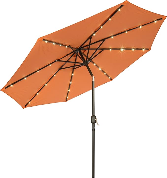 Trademark Innovations Deluxe Solar Powered LED Lighted Patio Umbrella - 9'