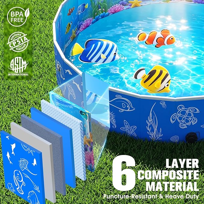 StarOcean 2026 Kiddie Pool with Canopy,Baby Swimming Pool for Toddler,Foldable kiddie pool with Shade,Portable Kids Pool for Backyard,Plastic Kiddie Pool with Sun Shade,Pop up Baby Pool for Beach-51‘’