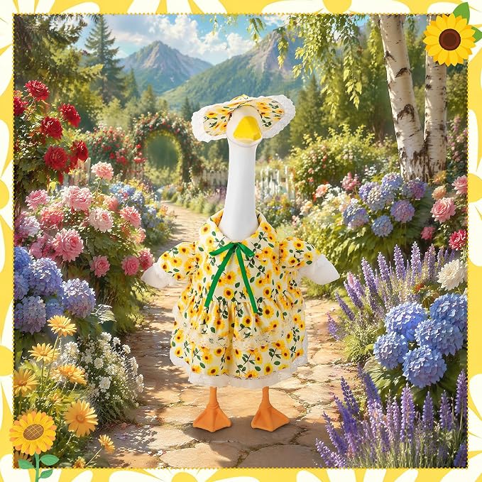 Porch Goose Outfit, 23" Porch Goose Clothes with Strawberry Skirt and Hat for Spring Summer Party Outdoor Patio