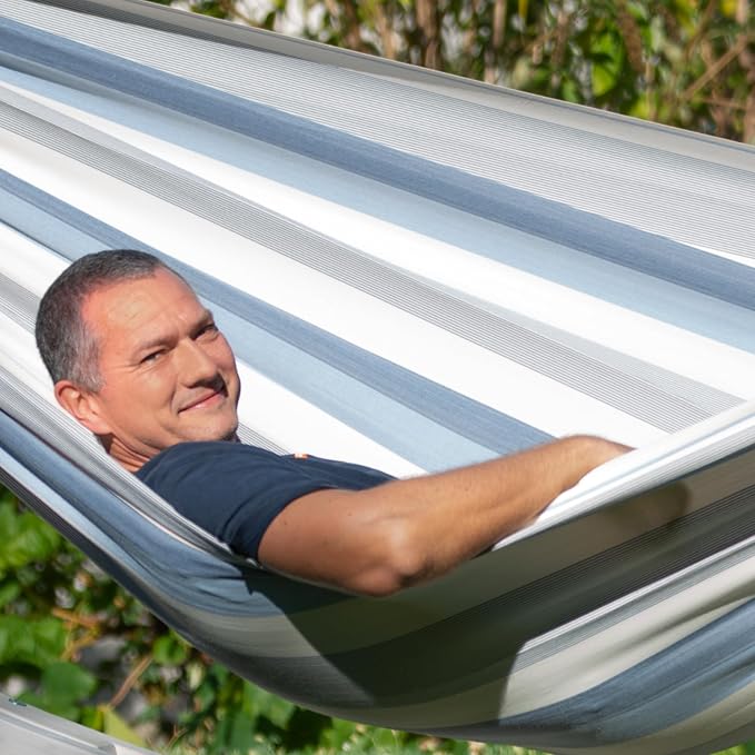 LA SIESTA® Brisa Kingsize Outdoor Hammock — Colombian-Made Polypropylene, UV & Weather Resistant, for Backyard & Patio - Sea Salt
