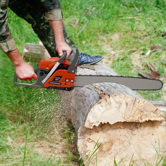 22-Inch Gas Chainsaw, 60CC 2800W 2-Stroke Gasoline Powered Chain Saw 10000RPM High Speed Handheld Cordless Petrol Chain Saw with 18.6OZ Fuel Tank, Single Cylinder Air-Cooled Chainsaw for Wood Cutting