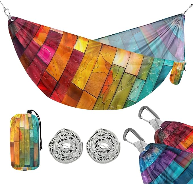 FRMG Cathedral Glass Camping Hammock 500 lbs Capacity Portable Hammocks with Tree Straps & Attached Carry Bag, Camping Essentials Gear A0900172a