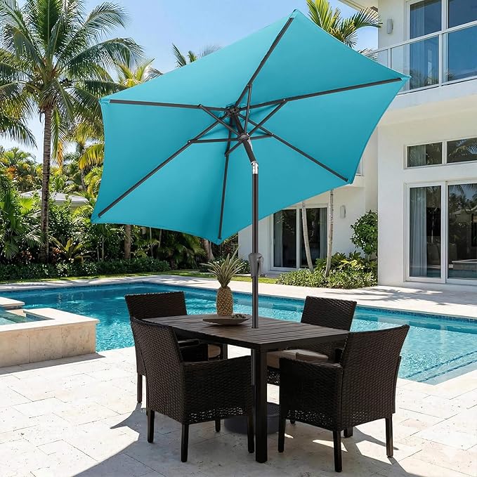 Jarka&Co 7.5ft Patio Umbrella Outdoor - Table Outdoor Umbrella with Push Button Tilt Waterprool UV Protection, Sun Umbrella for Pool, Porch, Garden, Deck, Backyard (Aqua Blue)