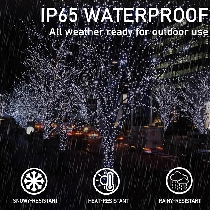 KAQ 4pack 400LED Solar String Lights Outdoor Waterproof Cool White | Total 132FT Flexible Wire With Bright LEDs, 8 Twinkle Modes with Memory, Auto On/Off Easily Decorates Trees, Fences, Garden