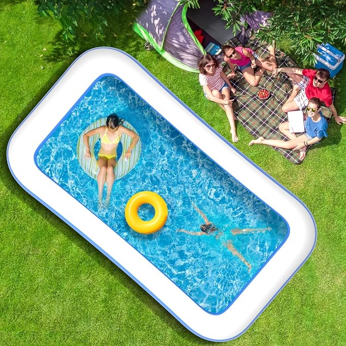 Inflatable Swimming Pool for Adults Kids - 10FT x 6FT Blow Up Pools Kiddie Pool, Oversized Thickened Family Inflatable Pools for Backyard Outdoor Garden Outdoor Summer Water Party