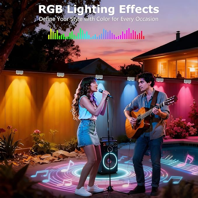 Outdoor Deck Lights, 24 Lights Smart Fence Lights Compatible with Alexa & Google Home, IP65 LED Patio Deck Lighting with Remote, Fence Lighting Music Sync for Patio Yard Garden(157.2ft)