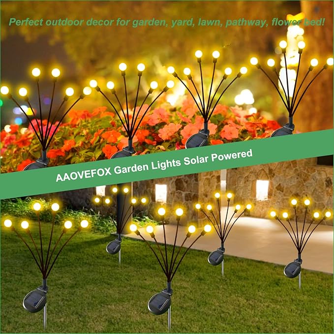 Solar Garden Lights, 8 Pack Waterproof Outdoor Swaying Lights for Patio, Garden, Pathway Decoration