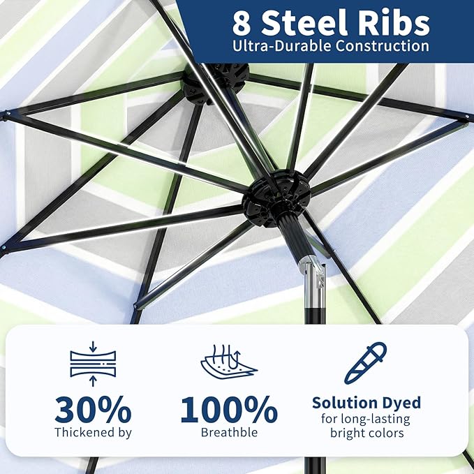Garvee 9FT Patio Umbrella - Outdoor Table Umbrella with Smooth Crank Lift, Push Button Tilt and 8 Sturdy Ribs - Market Umbrella UV Protection Waterproof for Pool, Deck, Yard, Garden