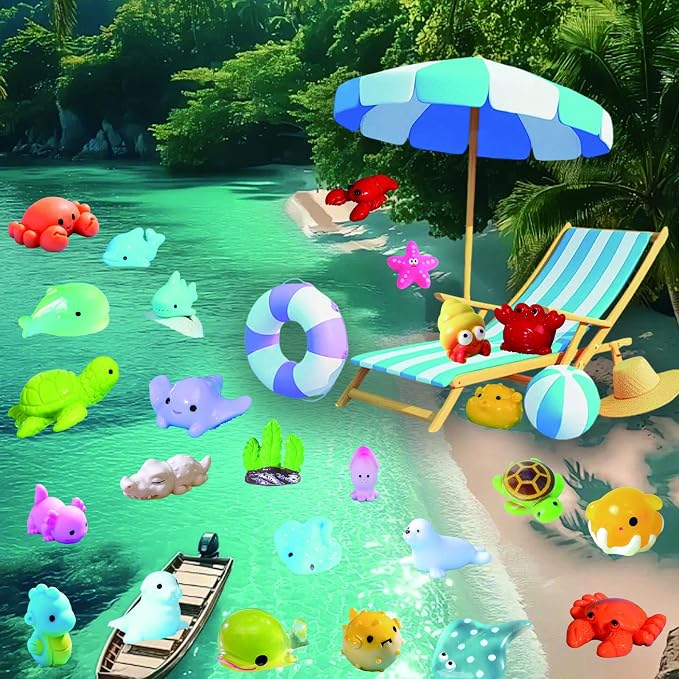45 Pcs Mixed Mini Resin Sea Animals, Marine Figurines with No Duplicates | Waterproof, Fade-resistant,Premium Resin Marine Figurines, Craft Supplies for Fish Tank, Fairy Garden Decor
