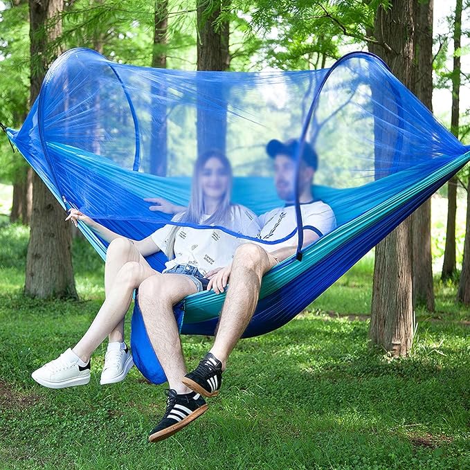 Hammocks for Camping, Portable Hammock for Trees, 2 Person Hammock, Lightweight Hammock with Tree Straps and D-Shape Carabiners, for Outdoor, Indoor