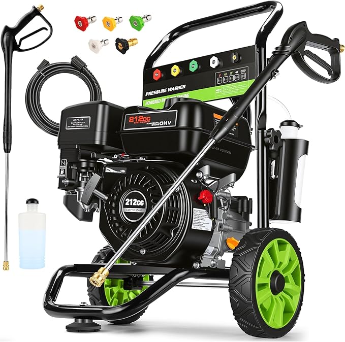 4200PSI P*ressure Washer Cleaner 4.0GPM Gas Po*wer Washer 212CC Gas Powered Washing Machine Commercial High Washer Cleaner withHose&5 Nozzles for Patio Garden Yard Vehicle,EPA/CARB/ETL