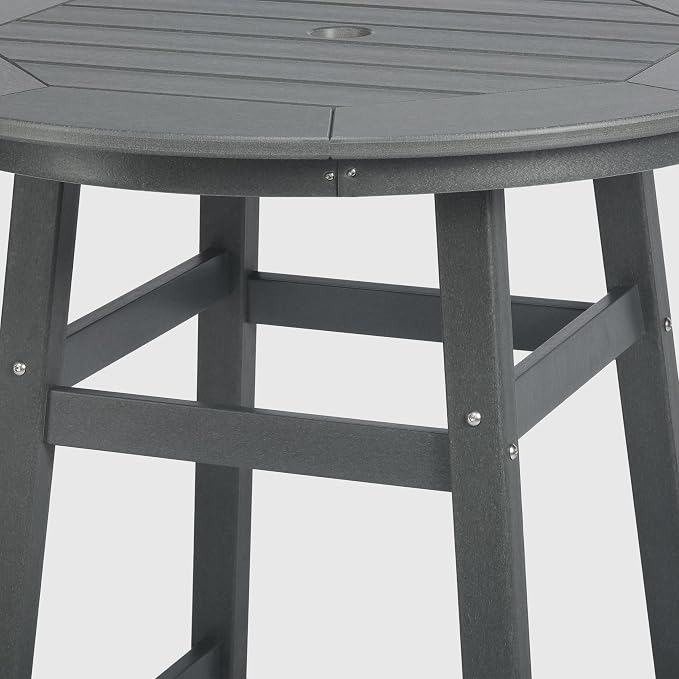 WestinTrends Outdoor 35" HDPE Round Patio Counter Height Bar Table, Gray